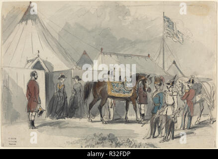 La Reine. Dimensions : hors tout : 16 x 23,4 cm (6 5/16 x 9 3/16 in.). Médium : aquarelle et graphite sur papier vélin. Musée : National Gallery of Art, Washington DC. Auteur : Constantin Guys. Banque D'Images