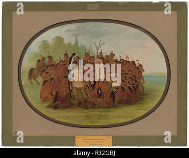 Catlin peindre le portrait de Mah-to-toh-pa - Mandan. En date du : 1861/1869. Dimensions : hors tout : 47 x 62,3 cm (18 1/2 x 24 1/2 in.). Technique : Huile sur carton monté sur carton. Musée : National Gallery of Art, Washington DC. Auteur : George Catlin. Banque D'Images