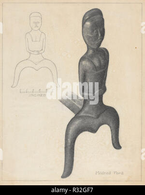 Andiron (l'une des paire). En date du : ch. 1936. Dimensions : hors tout : 27,3 x 21,6 cm (10 3/4 x 8 1/2 in.) Objet : 11 SAI Original 1/2' de haut. Médium : graphite sur papier. Musée : National Gallery of Art, Washington DC. Auteur : Mildred Ford. Banque D'Images