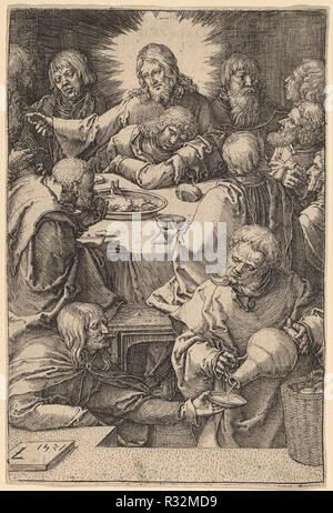 La dernière Cène. En date du : 1521. Technique : gravure. Musée : National Gallery of Art, Washington DC. Auteur : LUCAS VAN LEYDEN. Banque D'Images