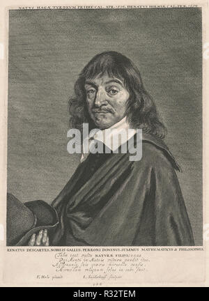 René Descartes. En date du : années 1650. Dimensions : plaque : 31,4 × 23,1 cm (12 3/8 x 9 1/8 in.) : feuille 34,5 × 25,5 cm (13 9/16 × 10 1/16 in.). Technique : gravure sur bois sur papier. Musée : National Gallery of Art, Washington DC. Auteur : Jonas, Suyderhoff après Frans Hals. FRANS HALS. SNYDERHOFF JONAS. Banque D'Images