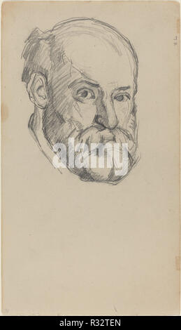 Self-Portrait [recto]. En date du : ch. 1880/1882. Dimensions : hors tout : 22 x 12,5 cm (8 11/16 x 4 15/16 in.). Technique : mine de plomb sur papier vélin (sketchbook page). Musée : National Gallery of Art, Washington DC. Auteur : Paul Cézanne. Banque D'Images