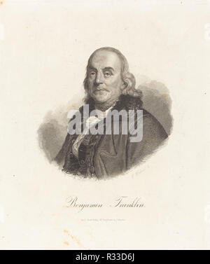 Benjamin Franklin. Technique : gravure. Musée : National Gallery of Art, Washington DC. Auteur : Franz Weber. Pierre Duplessis. FRIEDRICH WEBER (KUPFERSTECHER). Banque D'Images