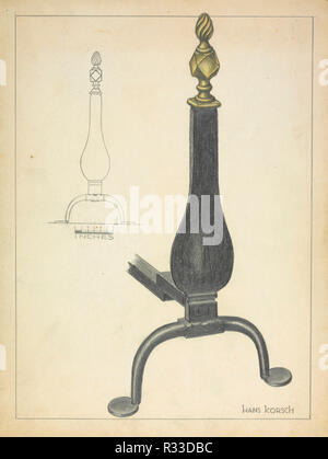 Andiron (l'une des paire). En date du : ch. 1936. Dimensions : hors tout : 30 x 22,6 cm (11 13/16 x 8 7/8 in.) Objet : SAI Original 27 1/2" de haut. Médium : aquarelle et graphite sur carton épais. Musée : National Gallery of Art, Washington DC. Auteur : Hans Korsch. Banque D'Images