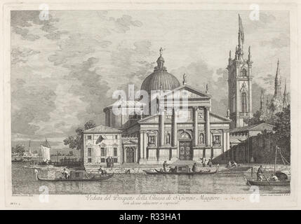 Veduta del Prospetto della Chiesa di S. Giorgio Maggiore. En date du : 1742. Dimensions : plaque : 39,4 x 48,5 cm (15 1/2 x 19 1/8 in.) : 49,2 x 66,3 Fiche cm (19 3/8 x 26 1/8 in.). Technique : gravure et gravure sur bois sur papier. Musée : National Gallery of Art, Washington DC. Auteur : Joseph Wagner après Canaletto. Banque D'Images