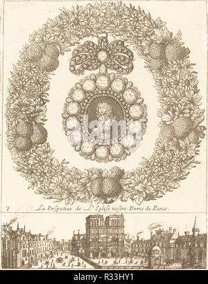 La perspective de l'englise Nostre Dame de Paris. En date du : probablement 1665. Technique : gravure. Musée : National Gallery of Art, Washington DC. Auteur : François Le Febvre. Banque D'Images