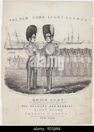 La lumière de New York Garde côtière Quick Step : Tel qu'effectué par Dodworth's Brass Band. Composé et respectueusement dédié aux officiers et membres de la Garde côtière canadienne ; la lumière par Francis H. Brown. En date du : 1839. Dimensions : image : 27,94 × 24,13 cm (11 x 9 1/2 in.) feuille : 33,97 × 24,77 cm (13 3/8 x 9 3/4 in.). Technique : lithographie en noir sur papier vélin. Musée : National Gallery of Art, Washington DC. Author : Nathaniel Currier. Banque D'Images