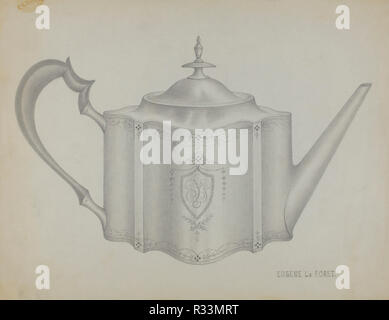 Théière en argent. En date du : 1935/1942. Dimensions : hors tout : 22,9 x 29,4 x 11 cm (9 9/16 in.). Médium : graphite sur papier. Musée : National Gallery of Art, Washington DC. Author : Eugene La Foret. Banque D'Images