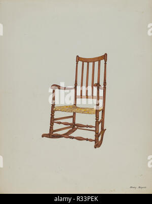 Fauteuil à bascule. En date du : ch. 1937. Dimensions : hors tout : 29,8 x 22,5 cm (11 3/4 x 8 7/8 in.) Objet de la DIA d'origine : aucune donnée. Médium : Aquarelle, crayon de couleur, graphite et plume et encre sur carton. Musée : National Gallery of Art, Washington DC. Auteur : Henry Meyers. Banque D'Images