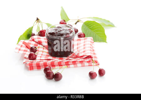 Confiture de cerises et cerises Banque D'Images