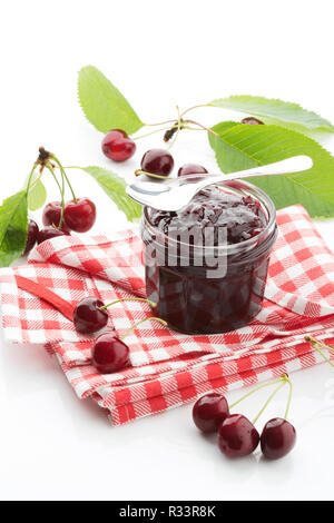 Confiture de cerises et cerises Banque D'Images