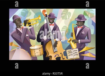 Jazz Band sur un fond coloré - vector illustration Illustration de Vecteur