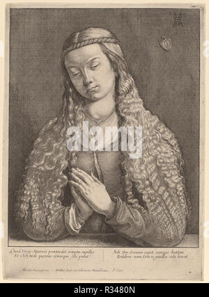 Katharine Furlegerin. En date du : 1646. Technique : gravure. Musée : National Gallery of Art, Washington DC. Auteur : Venceslas Hollar après Albrecht Dürer. Banque D'Images