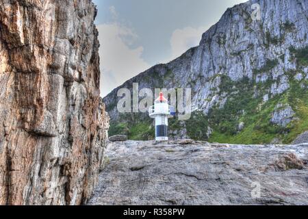 Norwegen, Vesterålen sans petrole, Andenes, Børhella, Leuchtturm, Skrinet Fyrlykt Fyr,,,,, Børvågen d'Andøya Leuchtfeuer, Position, Fahrwasser Untiefe, Küste,, Insel Banque D'Images