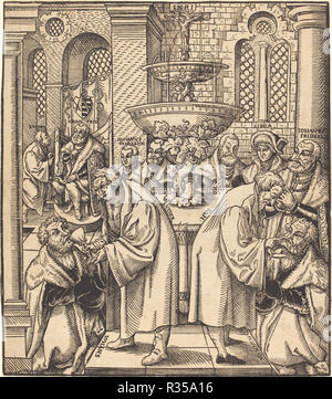 Les Réformateurs Luther et donner la communion à l'Hus Princes de la maison de Saxe. Dimensions : image : 28 x 24,5 cm (9 x 11 5/8 in.). Technique : gravure sur bois. Musée : National Gallery of Art, Washington DC. Auteur :, Lucas Cranach l'ancien. Banque D'Images