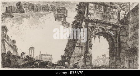 Arco di Tito. En date du : 1748. Dimensions : Plateau : 13 x 26,5 cm (10 1/8 x 5 7/16 in.) total : 37 x 52,9 cm (14 9/16 x 20 13/16 in.). Technique : gravure sur bois sur papier. Musée : National Gallery of Art, Washington DC. Auteur : Giovanni Battista Piranesi. Banque D'Images