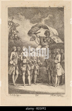 Nella Venuta à Rome : pl. 4. En date du : 1764. Dimensions : Plateau : 14 x 9,5 cm (5 1/2 x 3 3/4 in.) feuille : 15,2 x 11 cm (6 x 4 5/16 in.). Technique : gravure sur bois sur papier. Musée : National Gallery of Art, Washington DC. Auteur : Franz Edmund Weirotter après Étienne de Lavallée-Poussin. Banque D'Images