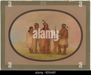 Shawano indiens. En date du : 1861/1869. Dimensions : hors tout : 46,9 x 63,5 cm (18 7/16 x 25 in.). Technique : Huile sur carton monté sur carton. Musée : National Gallery of Art, Washington DC. Auteur : George Catlin. Banque D'Images
