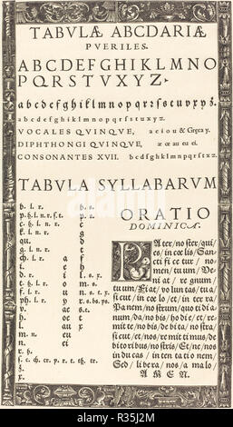 Alphabet pour un primaire. Technique : gravure. Musée : National Gallery of Art, Washington DC. Auteur : Probablement l'Allemand du xvie siècle. Banque D'Images