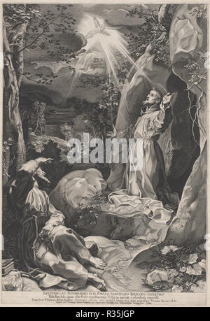 Saint François recevant les stigmates. En date du : 1597. Technique : gravure sur bois sur papier. Musée : National Gallery of Art, Washington DC. Auteur : Francesco Villamena, après Federico Barocci. Banque D'Images