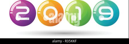Bonne année 2019 de vecteur avec boules 3d flottant. Illustration de Vecteur