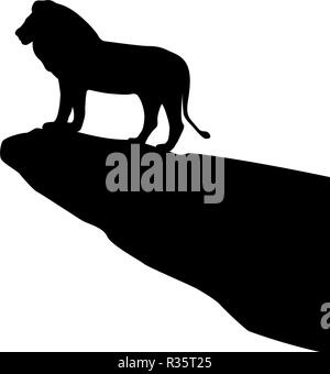 Lion isolé sur la silhouette rock Illustration de Vecteur