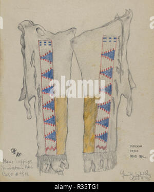 Leggings. En date du : 1935. Dimensions : hors tout : 22,2 x 18,8 cm (8 3/4 x 7 3/8 in.). Médium : graphite et crayon de couleur sur papier. Musée : National Gallery of Art, Washington DC. Auteur : George B. Wally. Banque D'Images