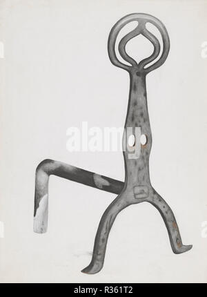 Andiron en fer forgé. En date du : ch. 1936. Dimensions : hors tout : 30,5 x 22,5 cm (12 x 8 7/8 in.) Objet : SAI Original 16' de hauteur ; 9' de large. Médium : aquarelle et graphite sur papier. Musée : National Gallery of Art, Washington DC. Auteur : Simon. Banque D'Images