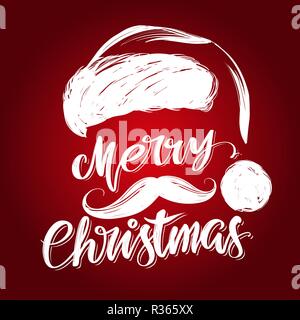 Santa Claus, symbole de Noël hand drawn vector illustration croquis, texte calligraphié Illustration de Vecteur