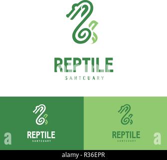 Vert graphique minimale moderne Symbole Icône Reptile Sanctuary exotiques Illustration de Vecteur