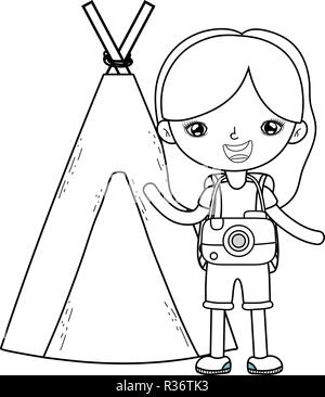 Peu d'girl avec tipi vector illustration design Illustration de Vecteur