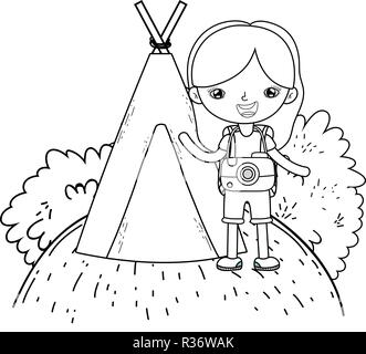 Peu d'girl avec tipi vector illustration design Illustration de Vecteur