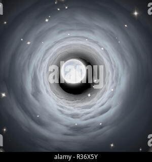 Le surréalisme. Dans les nuages Tunnel mène à la Lune. Banque D'Images