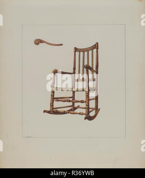 Fauteuil à bascule. En date du : ch. 1937. Dimensions : hors tout : 27,7 x 23,9 cm (10 7/8 x 9 7/16 in.) Objet de la DIA d'origine : aucune donnée. Médium : Aquarelle, crayon de couleur, et graphie sur du carton. Musée : National Gallery of Art, Washington DC. Auteur : Henry Meyers. Banque D'Images