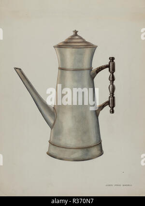 Pot à café en étain. En date du : ch. 1937. Dimensions : hors tout : 35,6 x 26,6 cm (14 x 10 1/2 in.). Médium : aquarelle et graphite sur papier. Musée : National Gallery of Art, Washington DC. Auteur : Harry Mann Waddell. Banque D'Images