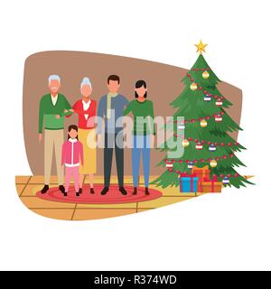 Joyeux Noël en famille dessins animés avatar vector illustration graphic design Illustration de Vecteur