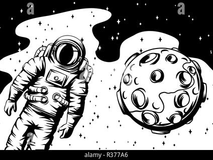 Illustration de l'astronaute de lune. Illustration de Vecteur