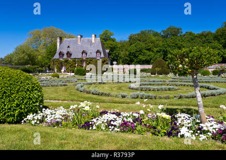 Jardin de Catherine de Médicis, Le Château de Chenonceau, Loire, France Banque D'Images