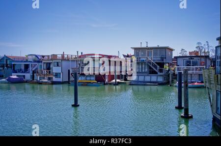 Péniche, les maisons flottantes de Sausalito, Californie Banque D'Images
