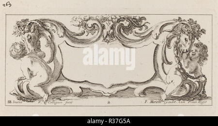 Cartouche. En date du : probablement 1646. Technique : gravure. Musée : National Gallery of Art, Washington DC. Auteur : François Collignon après Stefano Della Bella. Banque D'Images