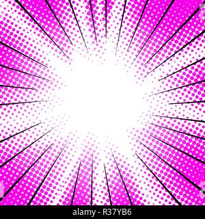 Mouvement de vitesse radiale lignes. Effet de demi-ton style manga comique abstract background Illustration de Vecteur