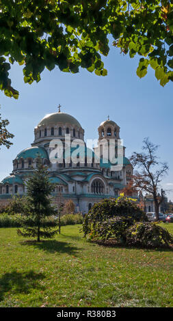 SOFIA, BULGARIE - le 5 octobre 2018 : Magnifique vue sur Cathédrale Saint Alexandre Nevski à Sofia, Bulgarie Banque D'Images