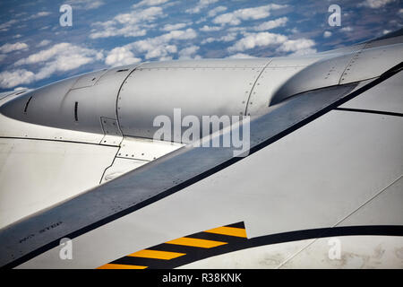 Close up photo d'une aile d'avion, selective focus. Banque D'Images