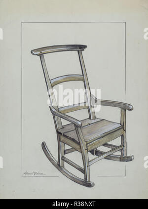 Fauteuil à bascule. En date du : ch. 1937. Dimensions : hors tout : 30,6 x 23,1 cm (12 1/16 x 9 1/8 in.) Objet : SAI Original 40 3/4"haut ; 20 1/2'wide. Médium : Aquarelle, Gouache, crayon de couleur et graphite sur papier. Musée : National Gallery of Art, Washington DC. Auteur : Florence Truelson. Banque D'Images