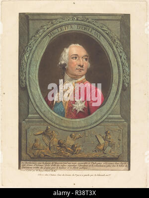 Mgr. Le duc d'Orléans. En date du : 1789. Dimensions : 24,5 x 19 plaque : cm (9 5/8 x 7 1/2 in.). Technique : gravure et laver, imprimé en rouge, jaune, bleu et noir d'encre. Musée : National Gallery of Art, Washington DC. Auteur : Philibert-Louis Debucourt. Banque D'Images