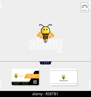 La lumière, abeille, flying bee modèle logo illustration vectorielle, modèle de conception de carte de visite gratuit Banque D'Images