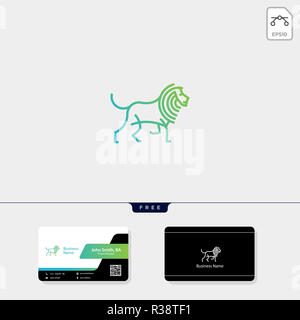 Logo lion art ligne template vector illustration et le logo de l'inspiration, modèle de conception de carte de visite gratuit : Banque D'Images