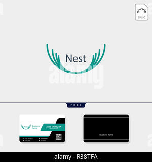 Logo nid d'illustration vectorielle, modèle, modèle de conception de carte de visite gratuit Banque D'Images