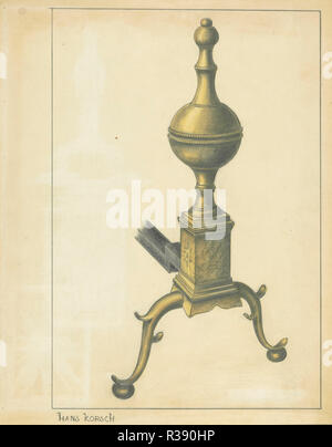 Andiron (l'une des paire). En date du : ch. 1936. Dimensions : hors tout : 28,6 x 22,6 cm (11 1/4 x 8 7/8 in.) Objet : SAI Original 21 1/2" de haut. Médium : aquarelle et graphite sur carton. Musée : National Gallery of Art, Washington DC. Auteur : Hans Korsch. Banque D'Images