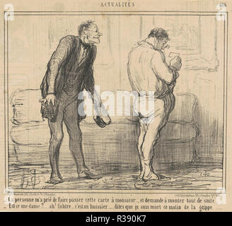 La personne ... demande un monter tout de suite ... Date : le 19e siècle. Technique : lithographie. Musée : National Gallery of Art, Washington DC. Auteur : Honoré Daumier. Banque D'Images